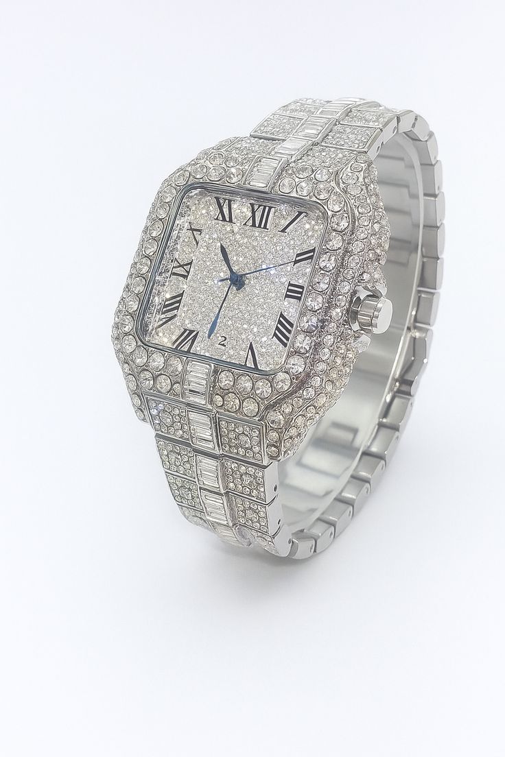 Silver Baguette Square Watch